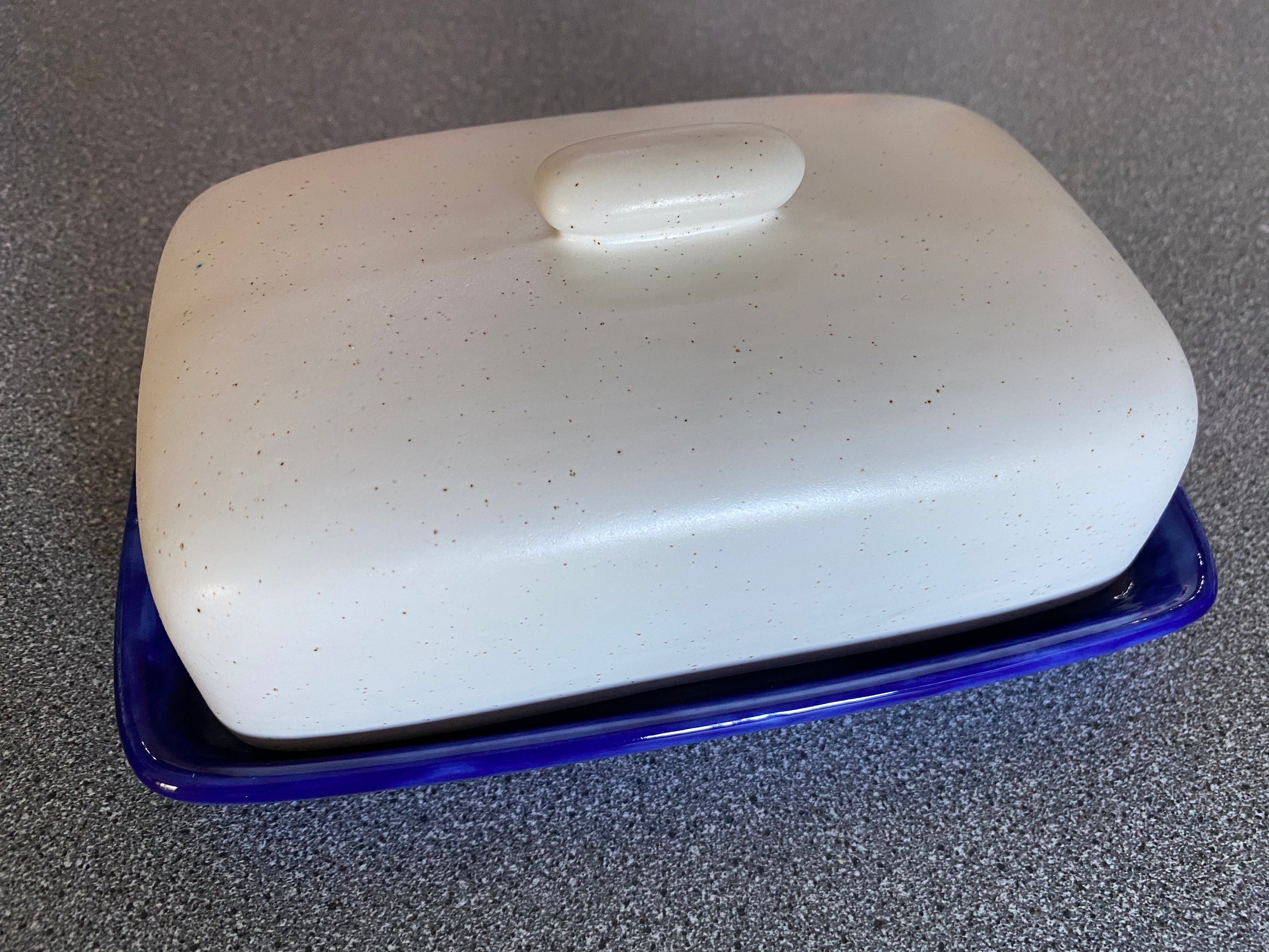 Royal Blue Butter Dish With White Lid Etsy UK