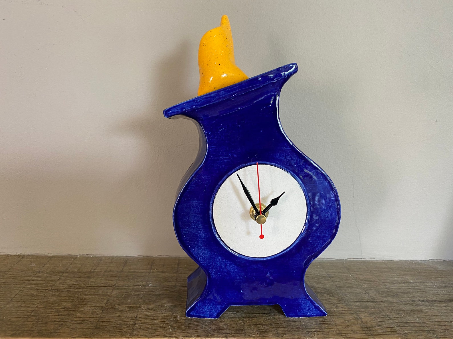 Shelf Clock Quirky Round Clock for Mantel Unique Handmade Etsy