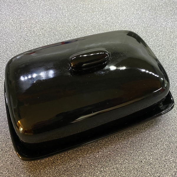 Handmade Butter Dish Jet Black Glaze