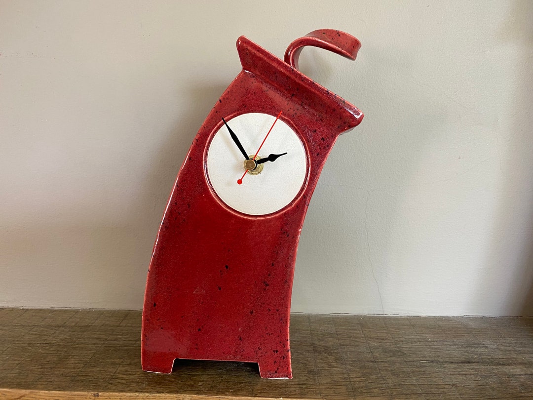 Table Clock, Red Clock, Shelf Clock, Mantle Clock - Etsy