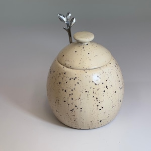 Sugar Bowl with Spoon Honey Speckle Glaze