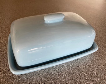 Butter Dish Ice Blue Glaze