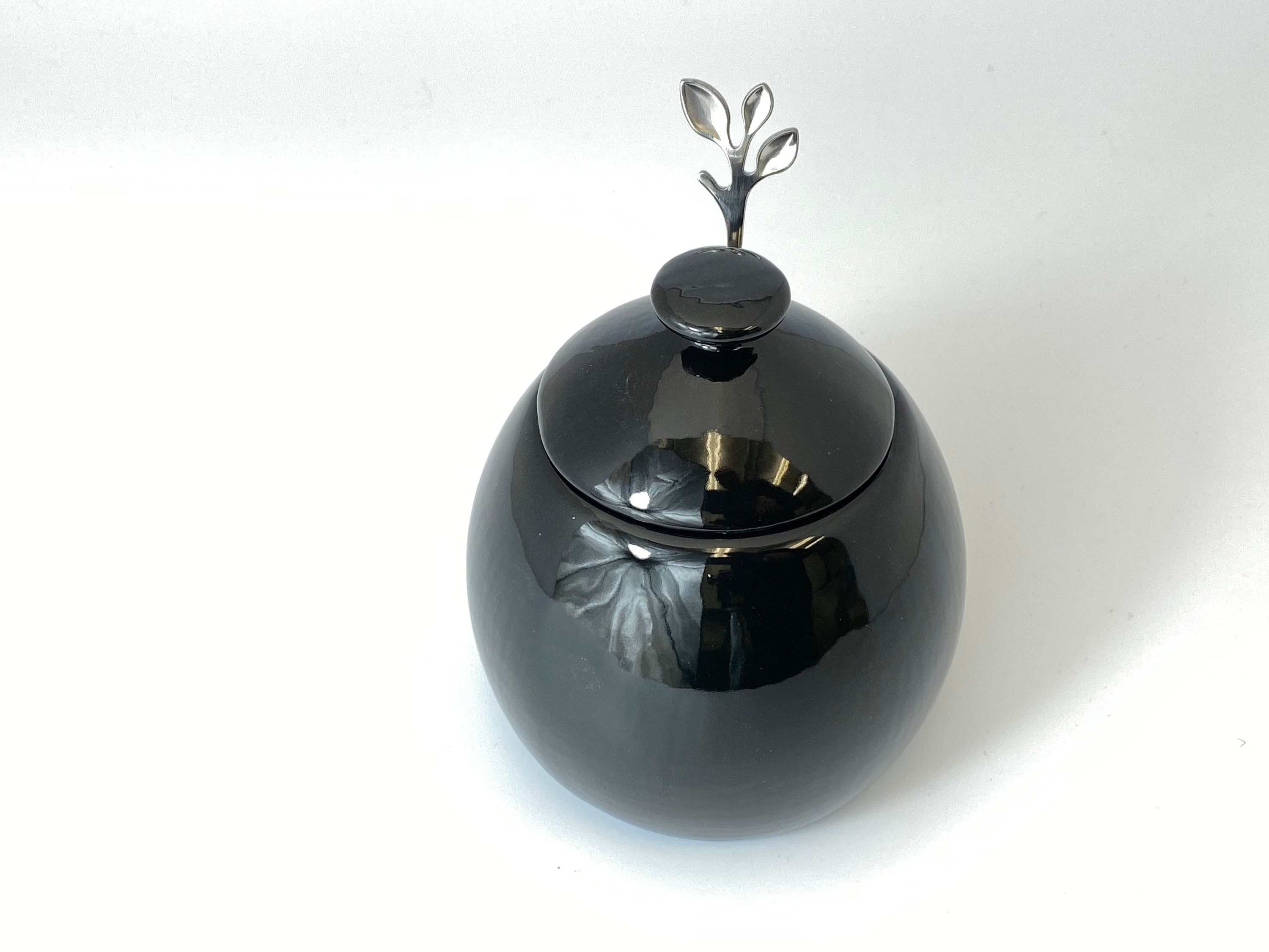 Handmade Black Butter Dish and Sugar Bowl with Silver Leafy Etsy