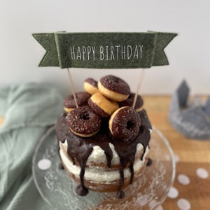 cake toppers | happy birthday | Sustainable topper for the birthday cake made of felt