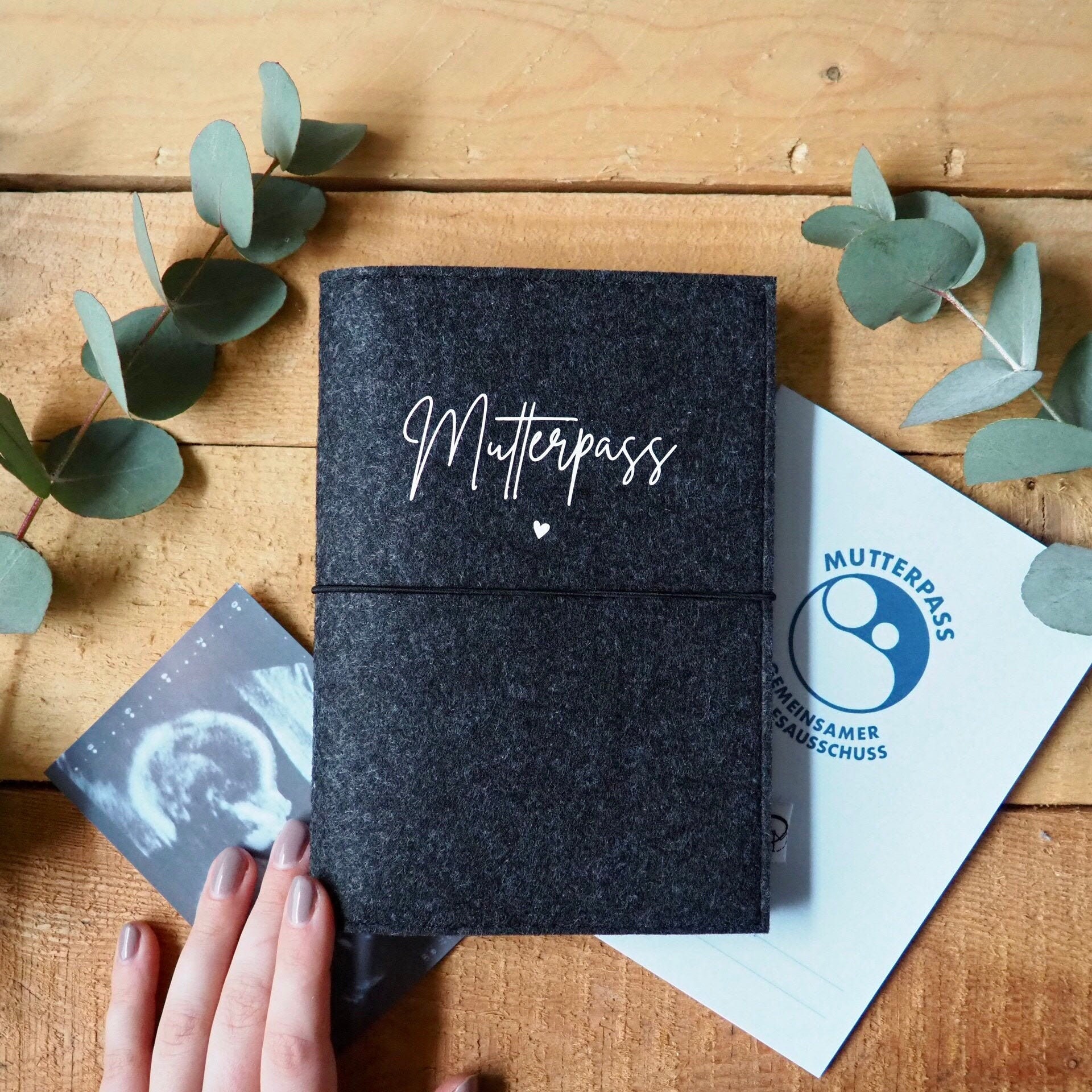 Mother passport cover made of felt in anthracite Mother Etsy