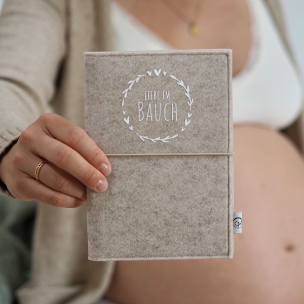Maternity Passport Cover Love in the Tummy | Felt Maternity Passport Envelope | Nice gift for pregnancy