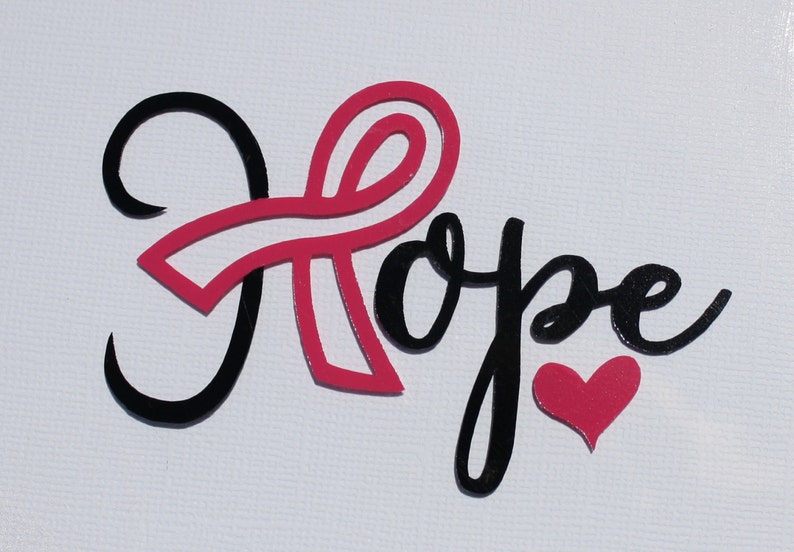 Breast cancer awareness decal. Hope with pink ribbon and Etsy