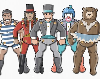 Circus Paper Puppets. Circus or Carnival Party Activity. Circus Party Ideas. Circus Party Decorations. Printable PDF