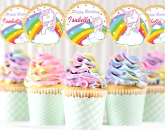 Unicorn Cupcake Toppers. Unicorn Party Decoration. Rainbow Party Decoration. Princess Party Decoration