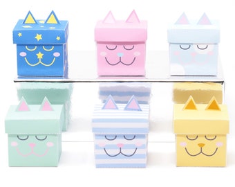 Cat Favor Box. Cat Birthday. Cat Party Decorations. Printable PDF