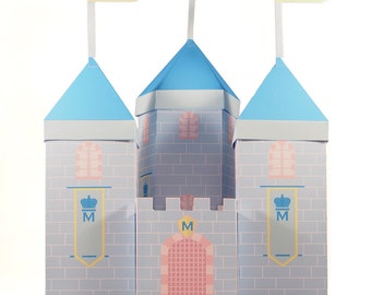 Favores de fiesta sin precio. Kit de caja de regalo de castillo de cuento de hadas (azul). Fiesta de princesas. Centro de mesa para fiesta de princesa o cuento de hadas