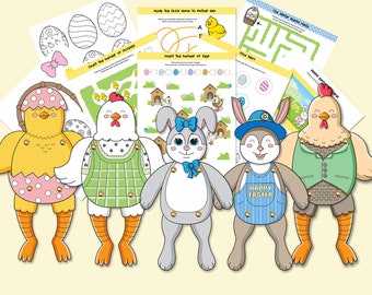 Easter Activity Kit. Easter Party Activity. Easter Coloring Pages for Kids. Easter Gift Kids. Printable PDF