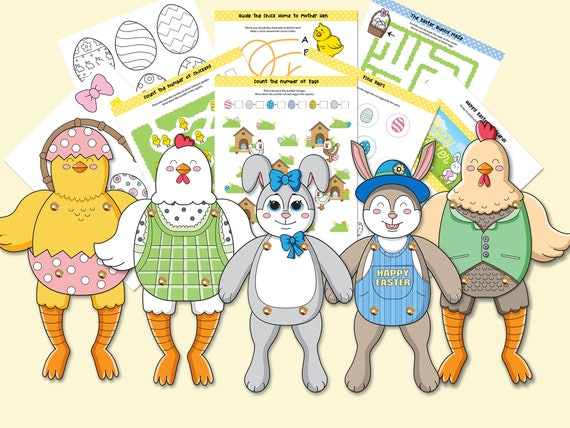 Easter Activity Kit. Easter Party Activity. Easter Coloring Pages for Kids. Easter Gift Kids. Printable PDF Il_570xn