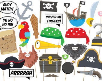 Pirate Party Photo Booth Props. Pirate theme decor. Printable PDF