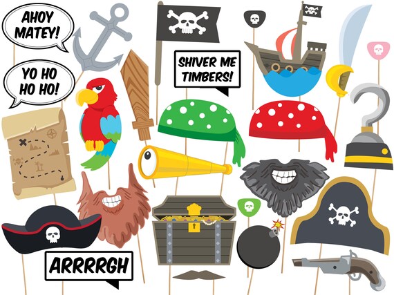 Pirate Party Photo Booth Props. Pirate Theme Decor. Printable PDF -  UK