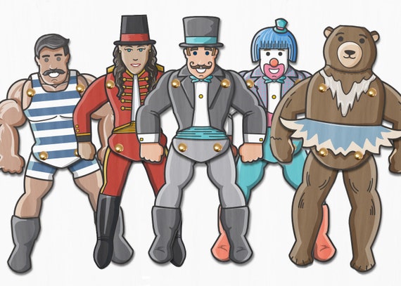 Circus Paper Puppets. Circus or Carnival Party Activity. Circus Party Ideas. Circus Party Decorations. Printable PDF Il_570xn