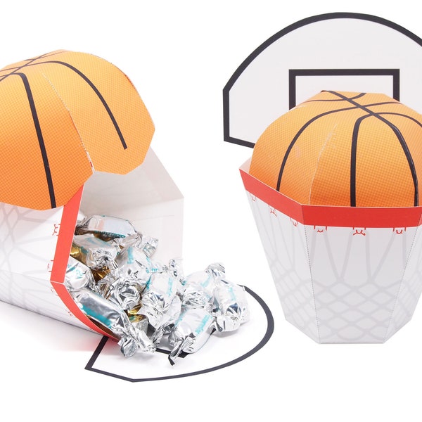 Basketball Hoop Favor Box. Basketball Birthday, Basketball Theme Party. Printable PDF
