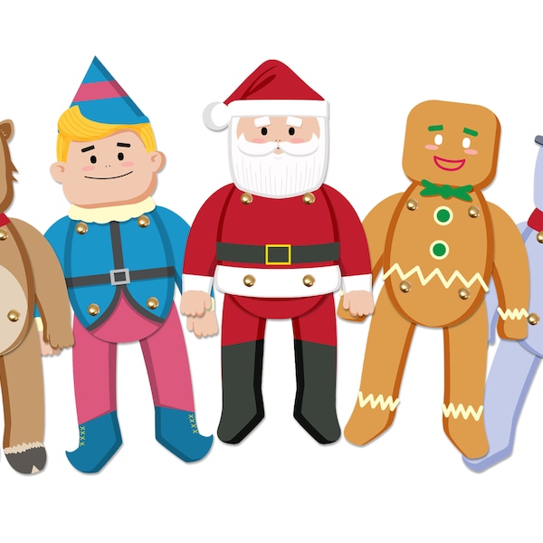 Christmas Kids Craft. Christmas Paper Puppets. Printable PDF