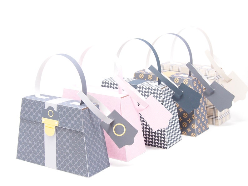 Fashion Party. 5 Fashion Handbag Favor Boxes. Printable Party image 3