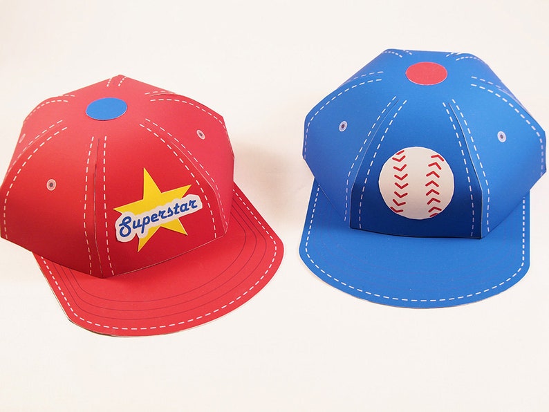 Baseball Cap Favor Box. Baseball Birthday. Sports theme party. Printable PDF. Softball party favor box image 2