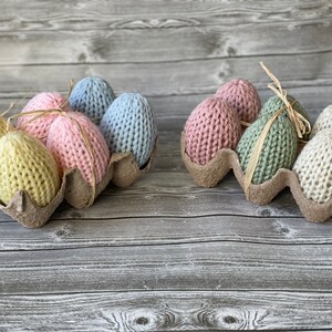 Set of 6 Knit easter Eggs / Home Decor / Easter Decor/ Easter egg / Basket Filler / Easter Gift image 3