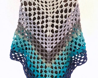 OOAK oversized ombré blue mixed media Soft triangle scarf *gift for her