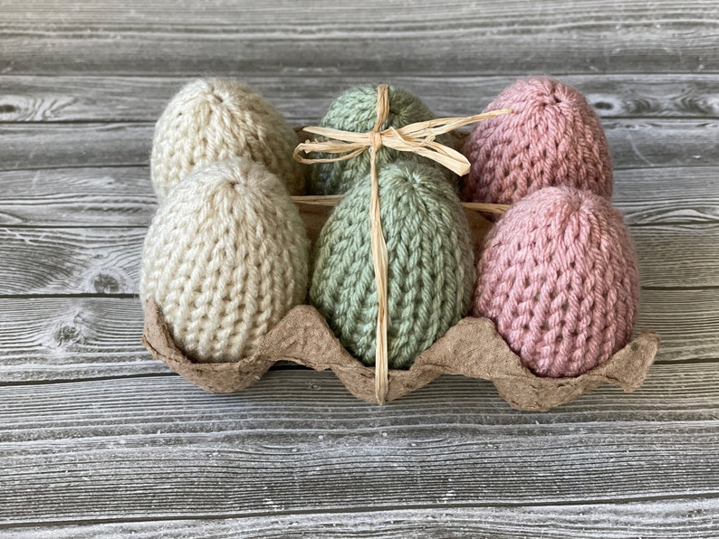 Set of 6 Knit easter Eggs / Home Decor / Easter Decor/ Easter egg / Basket Filler / Easter Gift image 10