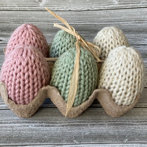 Conjunto de 6 ovos de Páscoa de malha / Decoração para casa / Decoração de Páscoa / Ovo de Páscoa / Enchimento de cesta / Presente de Páscoa