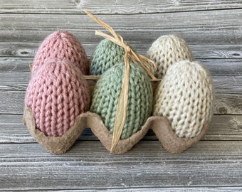 Set of 6 Knit easter Eggs / Home Decor / Easter Decor/ Easter egg / Basket Filler / Easter Gift