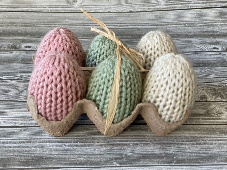 Set of 6 Knit easter Eggs / Home Decor / Easter Decor/ Easter egg / Basket Filler / Easter Gift antique