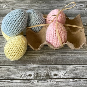 Set of 6 Knit easter Eggs / Home Decor / Easter Decor/ Easter egg / Basket Filler / Easter Gift image 2