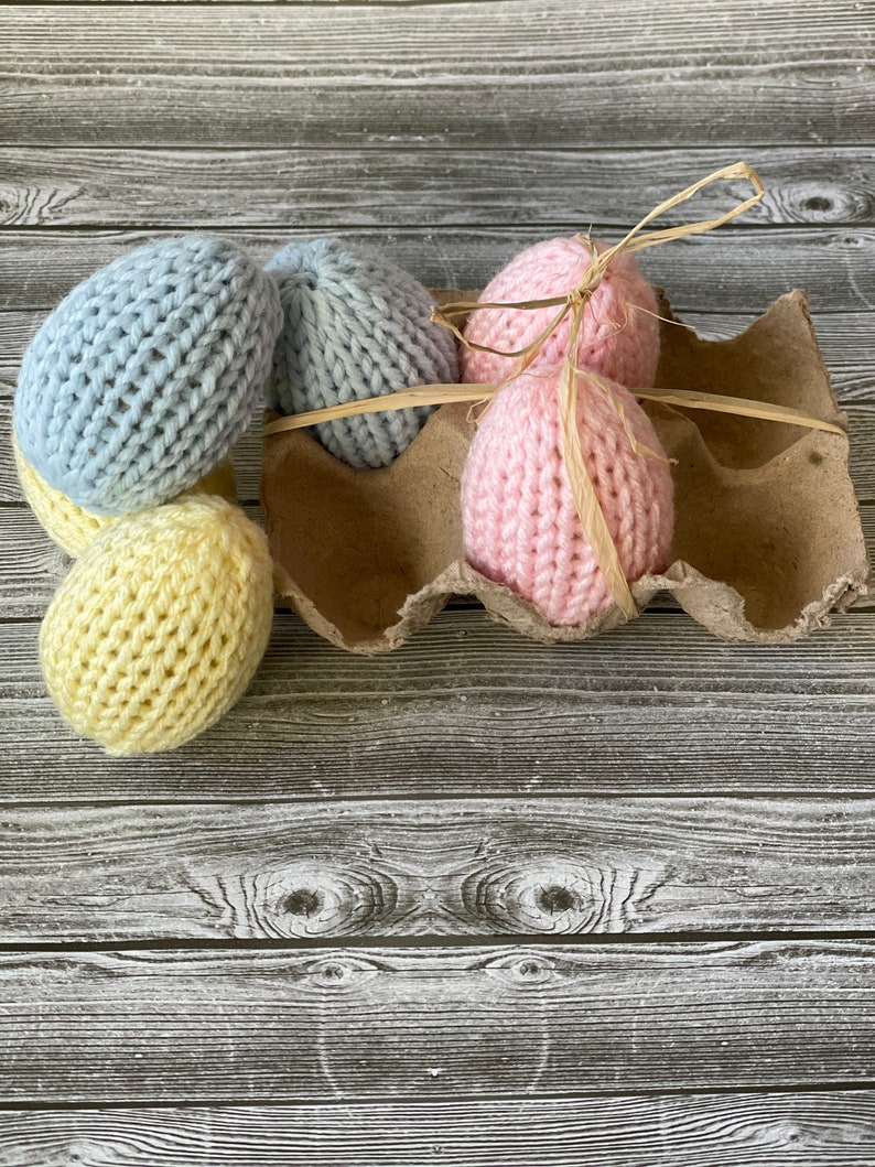 Set of 6 Knit easter Eggs / Home Decor / Easter Decor/ Easter egg / Basket Filler / Easter Gift image 2