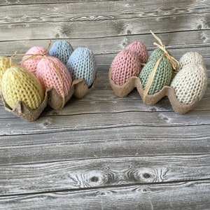 Set of 6 Knit easter Eggs / Home Decor / Easter Decor/ Easter egg / Basket Filler / Easter Gift image 6