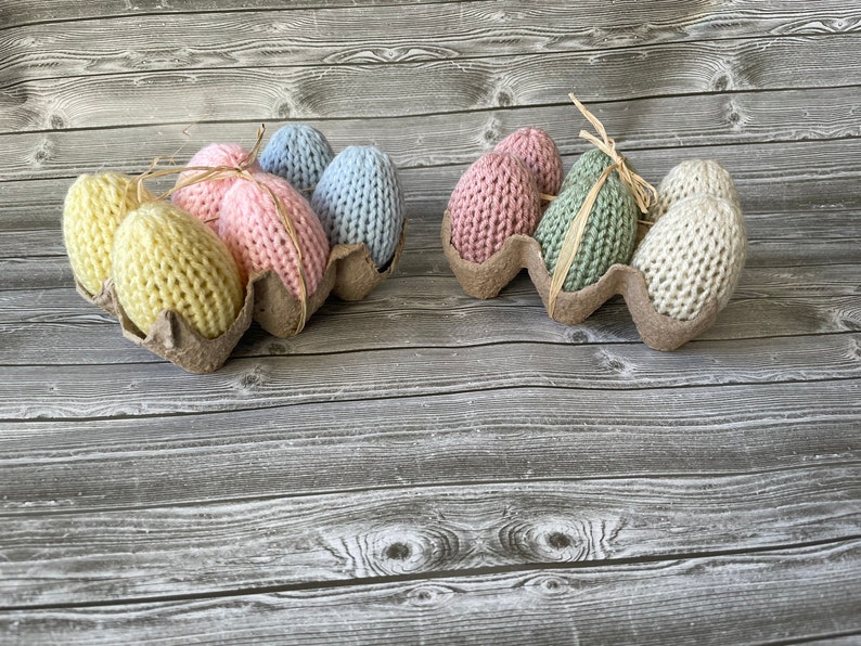 Set of 6 Knit easter Eggs / Home Decor / Easter Decor/ Easter egg / Basket Filler / Easter Gift image 6