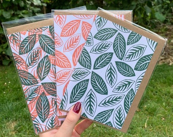 Handmade Leaf Print Cards