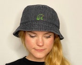 Frog Hat Dark Academia Clothing Cottagecore Clothing Goblincore Mori Kei Cottage Core Aesthetic Witchy Hand Embroidery Denim Bucket Hat
