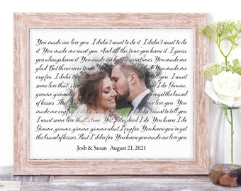 Valentines Day Gift, Anniversary Gifts for men, Wedding Song Lyric Art, First dance Song, Wedding Photo Gift Printable, Digital and Print