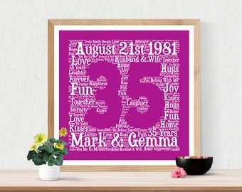 PERSONALIZED 35TH ANNIVERSARY Gift ~ Word Art ~ Printable Art ~ Unique Anniversary gift ~ 35 Year Wedding Anniversary Gift ~ Unique Gift