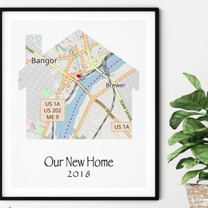 Our First Home Map Print, Wedding decor, House Shaped, Custom Personalized Printable, Map Housewarming Gift, First Home, New Home Owner