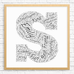 Letras personalizadas en forma de arte ~ Impresión digital ~ Regalos para ella ~ Regalos para mejores amigas ~ Arte imprimible ~ Regalo de cumpleaños único