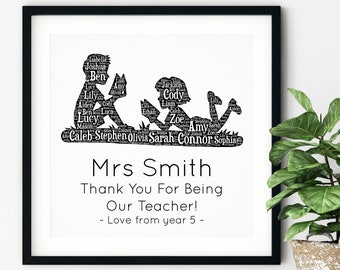 Personalised TEACHER GIFT - Printable Art ~ Gift for Teacher ~ Word Art ~ Teacher Appreciation Teacher Card ~ Teacher Retirement Gift