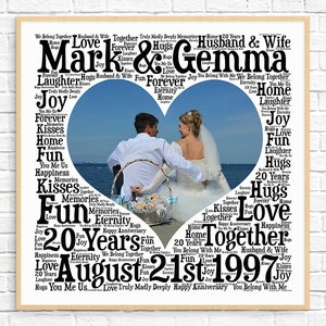Cadeau 20e ANNIVERSAIRE PERSONNALISÉ ~ Word Art ~ Art imprimable ~ Cadeau d'anniversaire unique ~ Cadeau d'anniversaire de mariage 20 ans ~ Cadeau unique