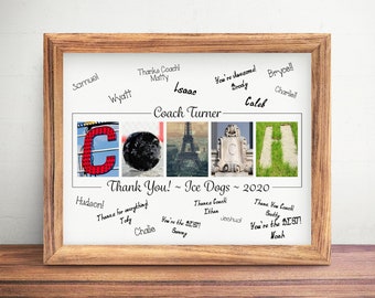 Personalized Gift For Ice Hockey Coach, End of Year Sports Party Celebration Gift Guest Book, Thank You Gift for Ice Hockey Team to Sign