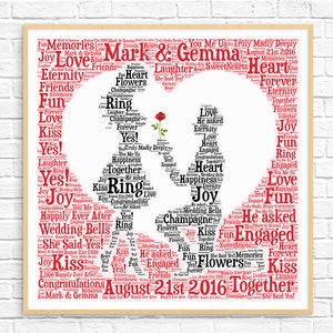 CADEAU DE FIANÇAILLES PERSONNALISÉ ~ Homme qui propose ~ Word Art ~ Impression d'art ~ Art imprimable ~ Cadeau de fiançailles unique pour couple ~ Carte de fiançailles