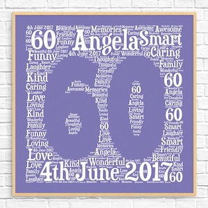 PERSONALIZED 60TH BIRTHDAY GIFT ~ Printable ~ Word Art ~ Gift for Her - Gift for Women - Personalized Gift - Sixty - Best friend Gift