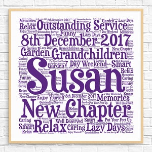 CADEAU DE RETRAITE personnalisé ~ Word Art ~ cadeau à imprimer ~ cadeau de retraite pour femme ~ carte de retraite ~ art des mots retraite