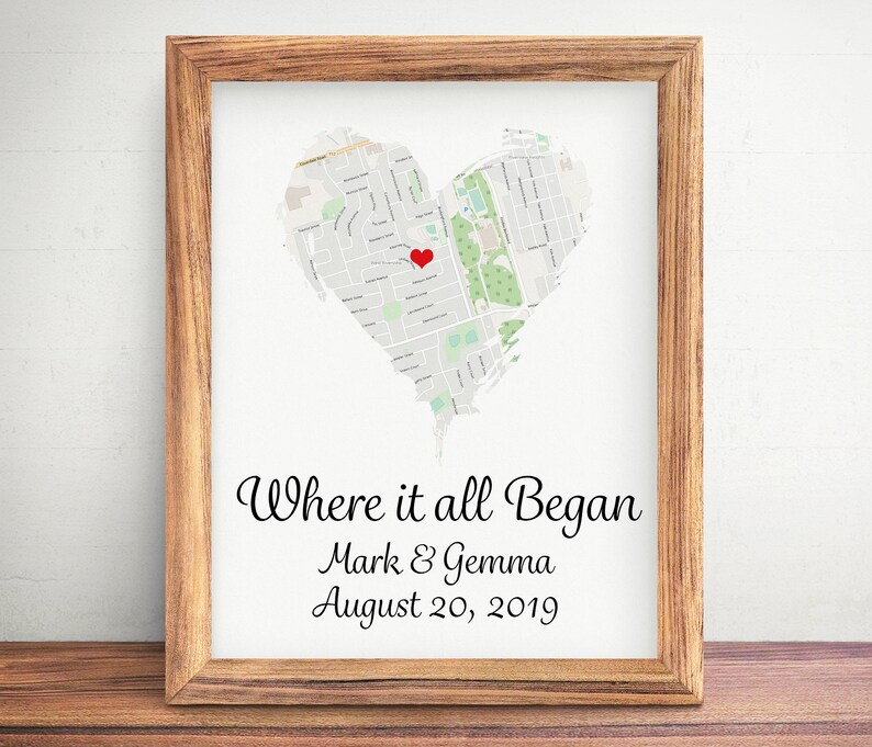 Valentines day gift for him, Anniversary gift map, Gift for boyfriend, Gift for him, Personalized map print, Valentines day gift for husband image 1