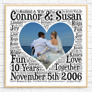 PERSONALIZED 10th ANNIVERSARY Gift ~ Word Art ~ 10 Year Anniversary ~ Unique Anniversary gift ~ 10 Year Wedding Anniversary Gift~Unique Gift