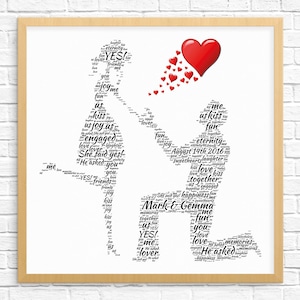 Cadeau de fiançailles personnalisé - Word Art - impression d'art - oeuvre d'art imprimable - cadeau de fiançailles unique - carte de fiançailles - invitation