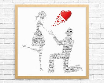 Personalized ENGAGEMENT GIFT - Word Art - Art Print - Printable Art - Unique Engagement gift - Engagement Card - Invitation